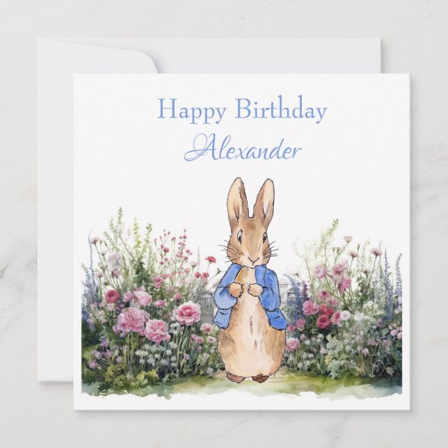 Personalize Child's name Peter the Rabbit Birthday Card (Front)