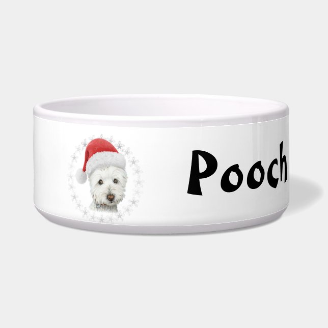 Personalize Christmas Westie Dog Art Bowl (Left)
