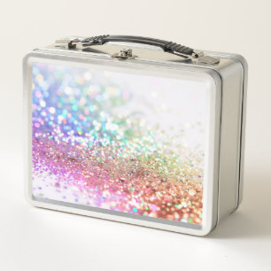PERSONALIZE - Colourful Glitter Metal Lunch Box