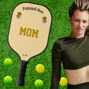 Personalize Cool Beige Elegant Pickleball Mom Gift Paddle