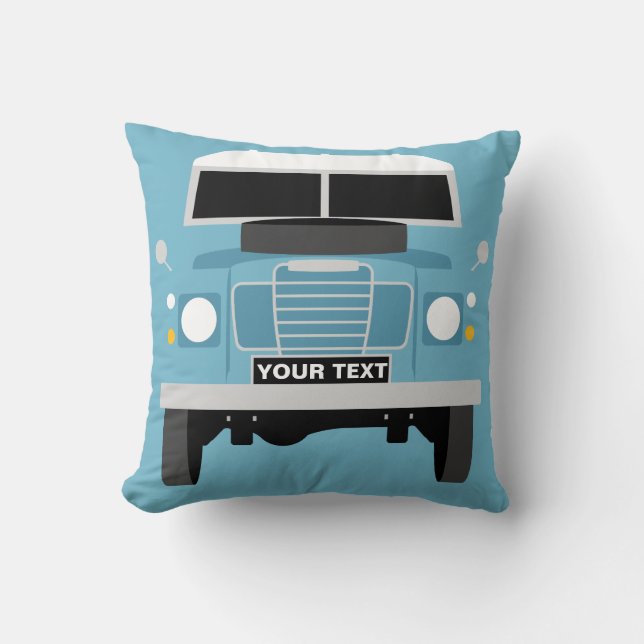 Personalize custom blue Land Rover Series 3 Cushion (Front)