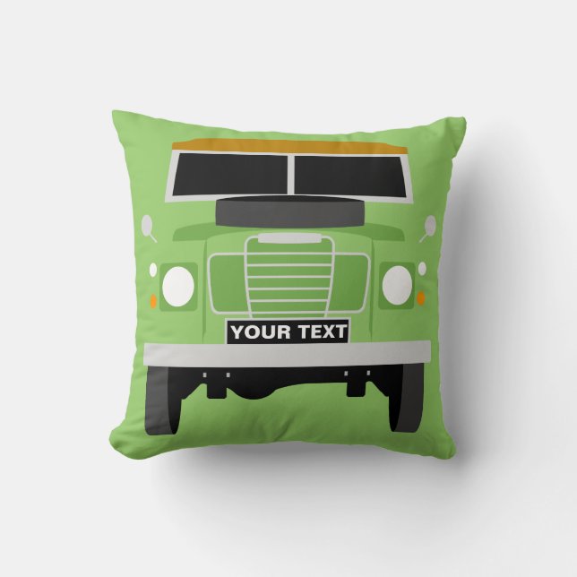 Personalize custom green Land Rover Series 3 Cushion (Front)