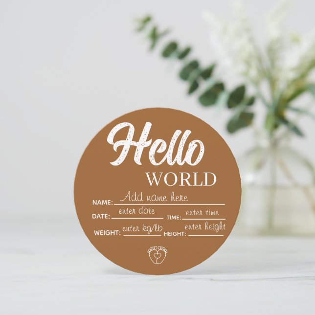 Personalize Custom Hello World Baby Sign Template (Standing Front)