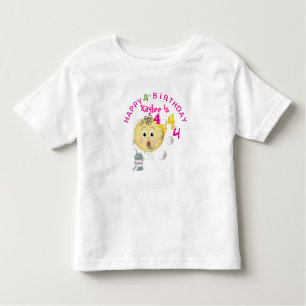 PERSONALIZE Cute Bubbles Happy Birthday for Girl Toddler T-Shirt