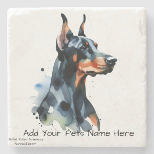 PERSONALIZE Cute DOBERMAN PINCHER Stone Coaster