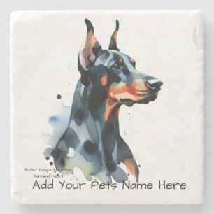 PERSONALIZE Cute DOBERMAN PINCHER Stone Coaster