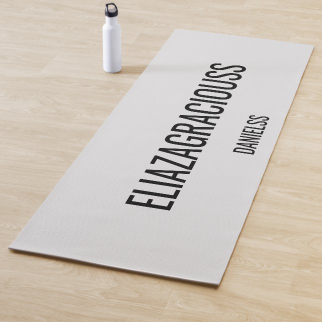 Personalize Cute Name Chic Grey Black Professional Yoga Mat (In Situ)