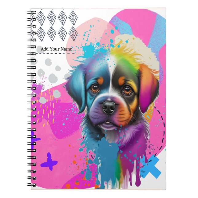 PERSONALIZE: Cute Puppy Dog Notebook (Front)