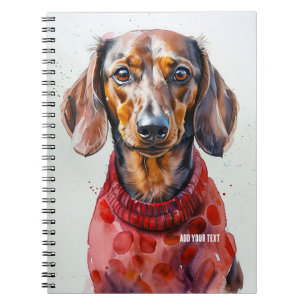 PERSONALIZE: Dachshund Dog in Red Sweater   Notebook