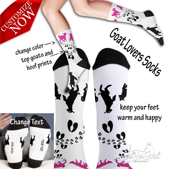 PERSONALIZE Dancing Goats and HoofPrints Socks (Creator Uploaded)