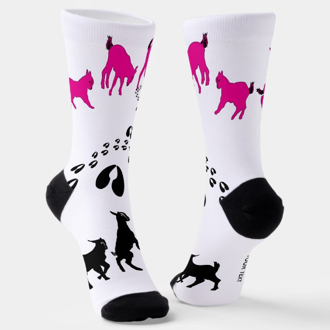 PERSONALIZE Dancing Goats and HoofPrints Socks (Angled)