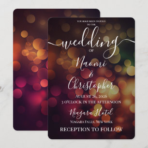 PERSONALIZE: Dark Autumn Bokeh Wedding Invitation