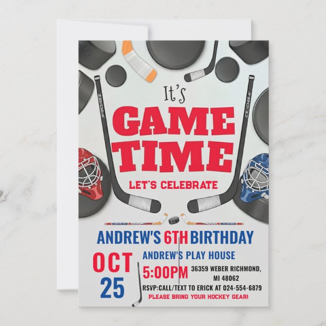 Personalize Digital Hockey Birthday Party Invitation (Front)
