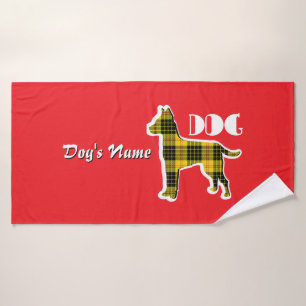 Personalize DOG Logo Red Doggie Bath Towel