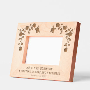 Personalize Elegant Floral Anniversary Wedding Etched Frames