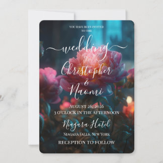 PERSONALIZE: Enchanted Forest Pink Flowers Invitation
