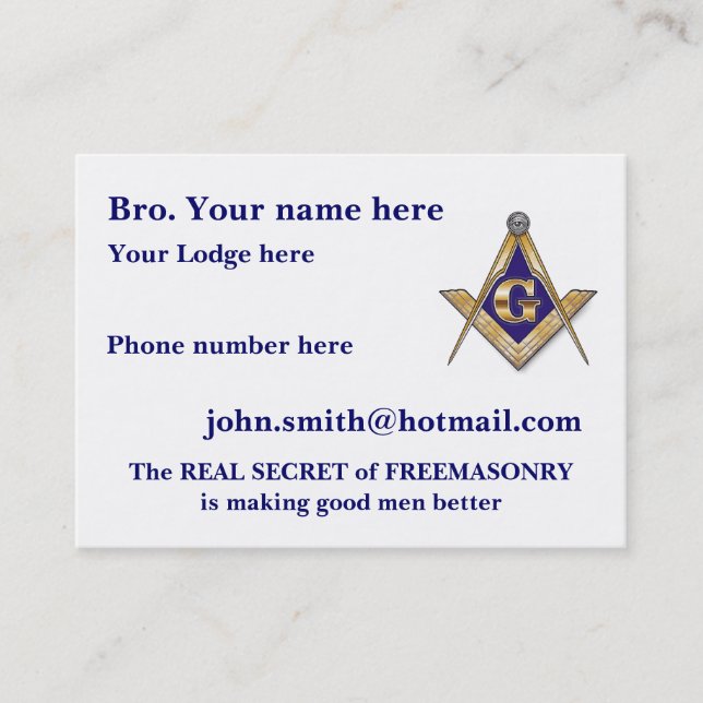 PERSONALIZE FATHER'S DAY MASONIC BUSINESS CARD (Front)