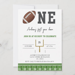 Personalize First Year Down American Football Invitation