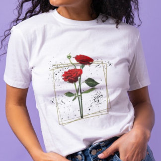 Personalize floral red rose shirt monogram