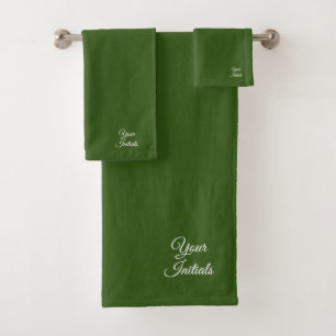 Personalize Forest Green Wedding Housewarming Gift Bath Towel Set