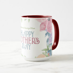 Personalize Four Flowers Watercolor Mother's Day Mug
