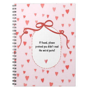 Personalize French Ribbon Hearts Pattern Notebook