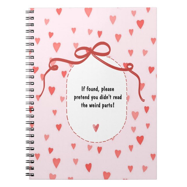 PERSONALIZE French Ribbon Hearts Pattern Notebook (Front)