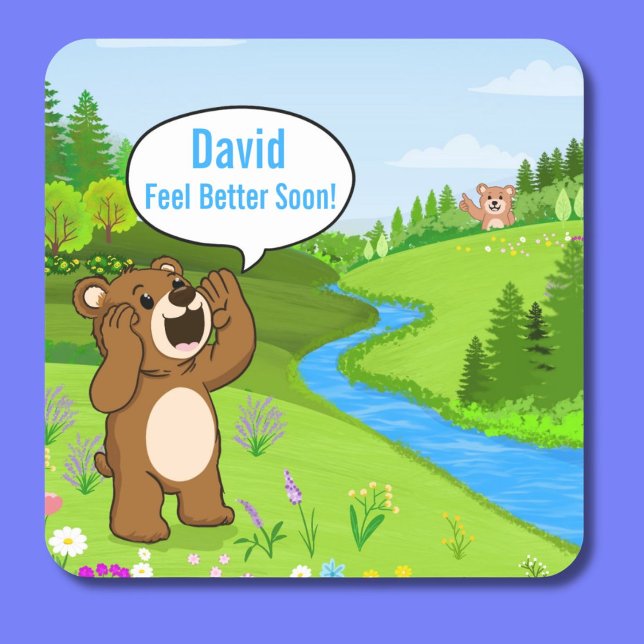 Personalize From Miles Away Get Well Square Sticker (Creator Uploaded)