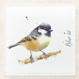 Personalize Glass Coasters - Bluetit