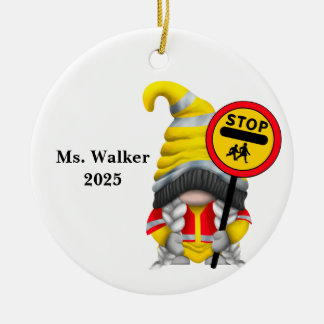 Personalize Gnome School Crossing Guard Ceramic Ornament