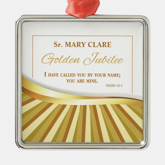Personalize, Golden Jubilee of Religious Life Metal Ornament (Front)