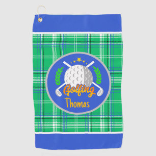 Personalize Golf Green Plaid Towel