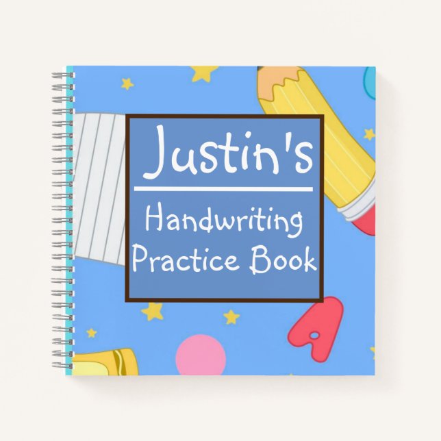 Personalize Handwriting Practice Line Notebook  (Front)