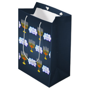 Personalize HAPPY HANUKKAH * Blue Holiday Gift Bag