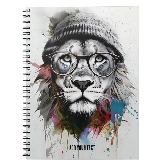 PERSONALIZE: Hipster Lion | Notebook Journal  (Front)