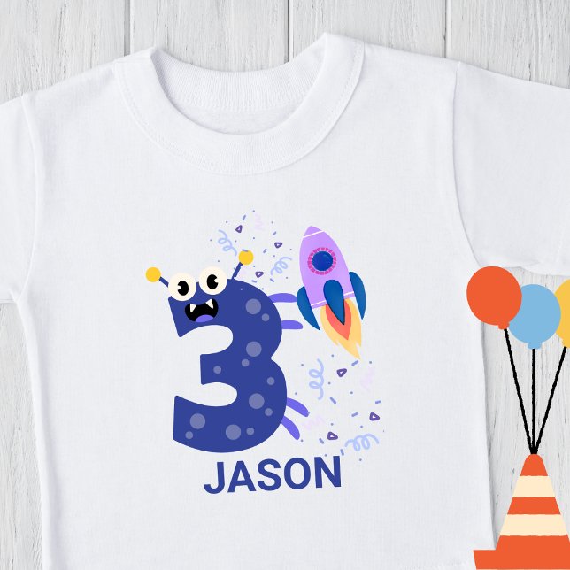 PERSONALIZE IT! Adorable Monster #3 Birthday  Toddler T-Shirt (Creator Uploaded)