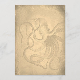 Personalize it   old octopus   Vintage Paper Invitation
