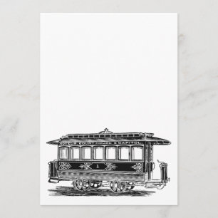 Personalize it  Old tram  streetcar Vintage engine Invitation
