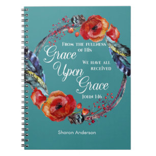 Personalize John 1:16 Grace Upon Grace Scripture Notebook
