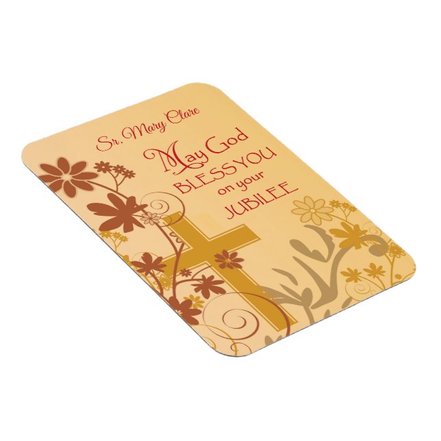 Personalize, Jubilee Anniversary Nun Cross, Swirls Magnet (Right Side)