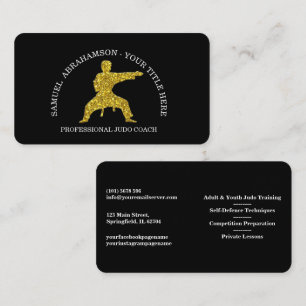 Personalize Karate instructor Gold Kickboxing Business Card