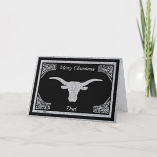 PERSONALIZE LONGHORN STEER SILHOUETTE HOLIDAY CARD
