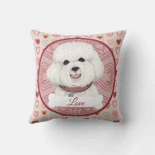 Personalize Love Bichon Frise Valentine hearts Cushion
