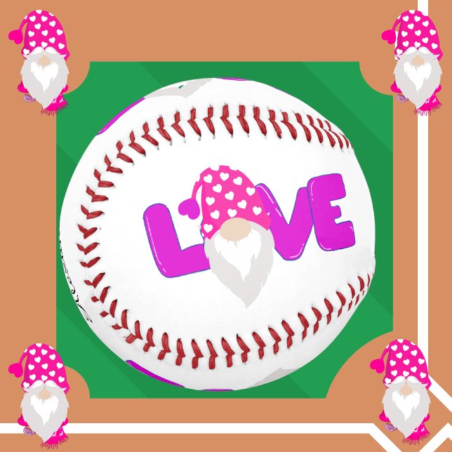 Personalize Love Gnome Heart Pink  Purple Baseball (Creator Uploaded)