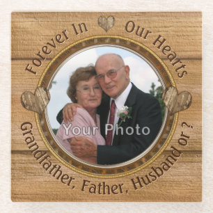 Personalize Memorial Gifts for Loss of Grandfather Glass Coaster