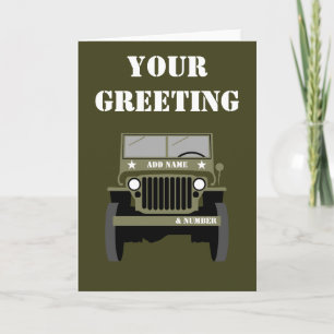 Personalize Military Veteran vintage Army Vehicle Card