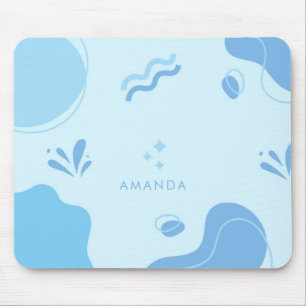 Personalize Modern Abstract Blue Minimalist Mouse Pad