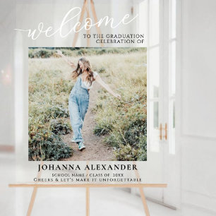 Personalize Modern Photo Graduation Welcome Acrylic Sign