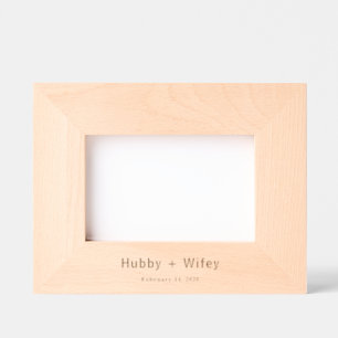 Personalize Modern Simple Hubby & Wifey Wedding Etched Frames