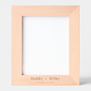 Personalize   Modern Simple Hubby & Wifey Wedding  Etched Frames